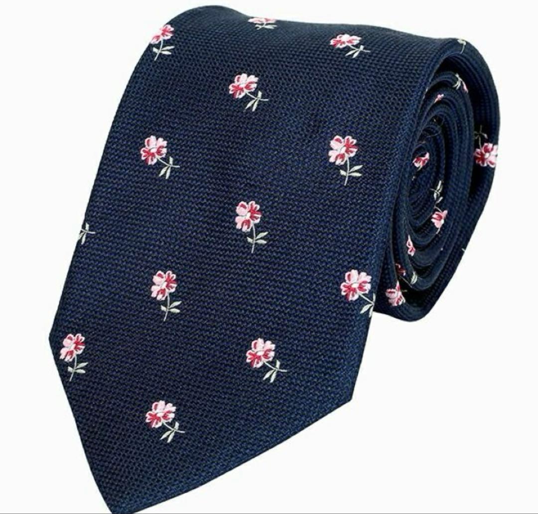 未使用！Poul Smith ポールスミス　ネクタイ　ネイビー　花柄　ドット