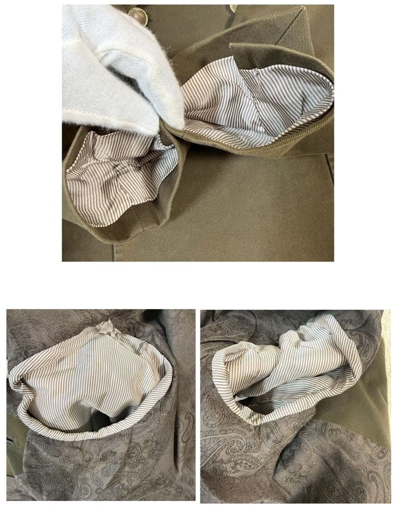 3ピース スーツ コットン 深緑 50-6D セットアップ