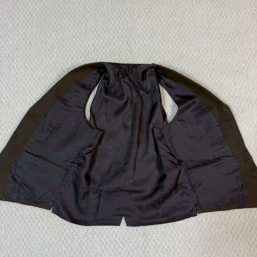 3ピース スーツ コットン 深緑 50-6D セットアップ