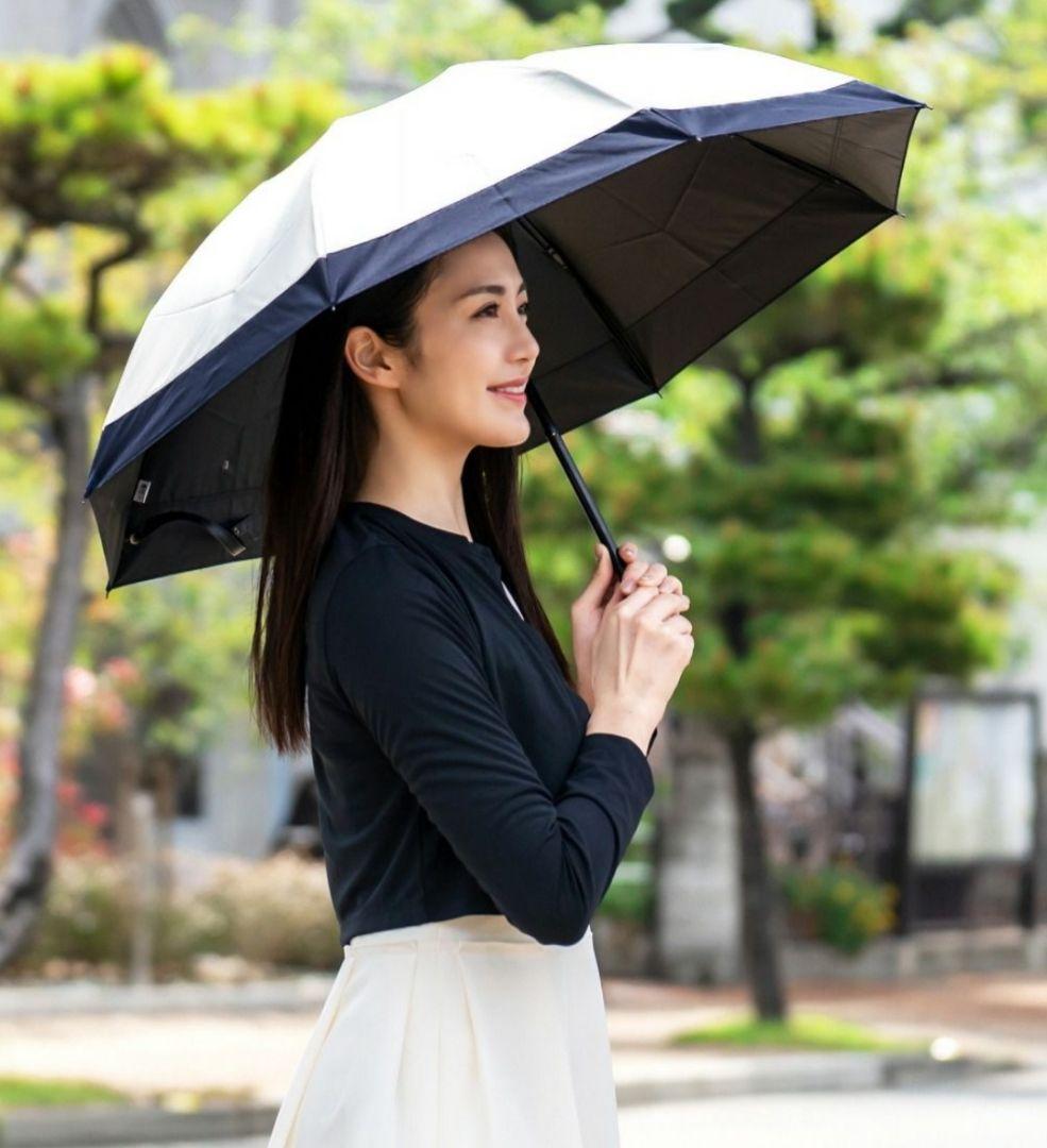 【美品】Rose Blanc 芦屋 ロサブラン 3段折りたたみ傘 コンビ 日傘