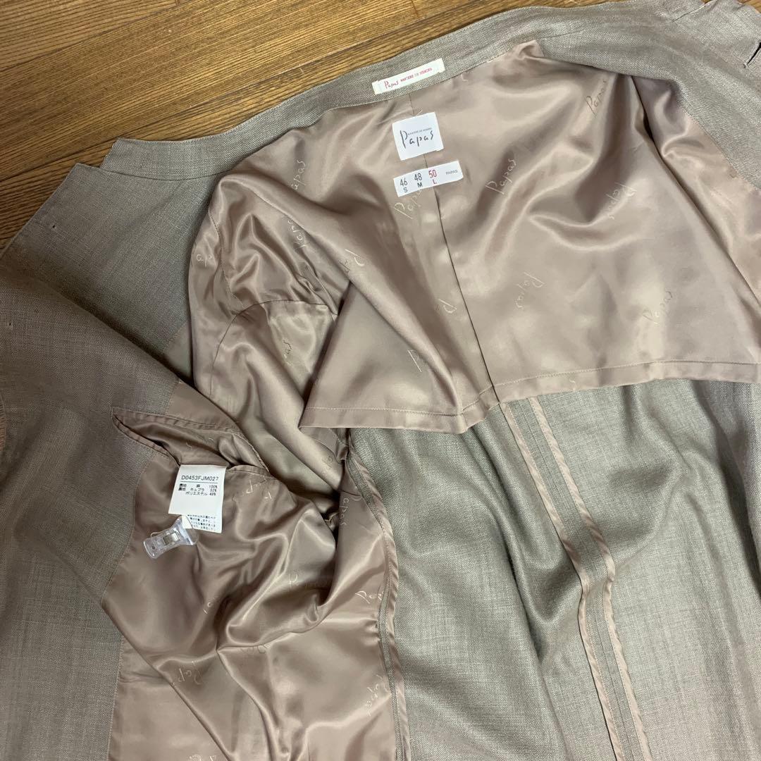 パパス麻100%スタンドカラースーツ