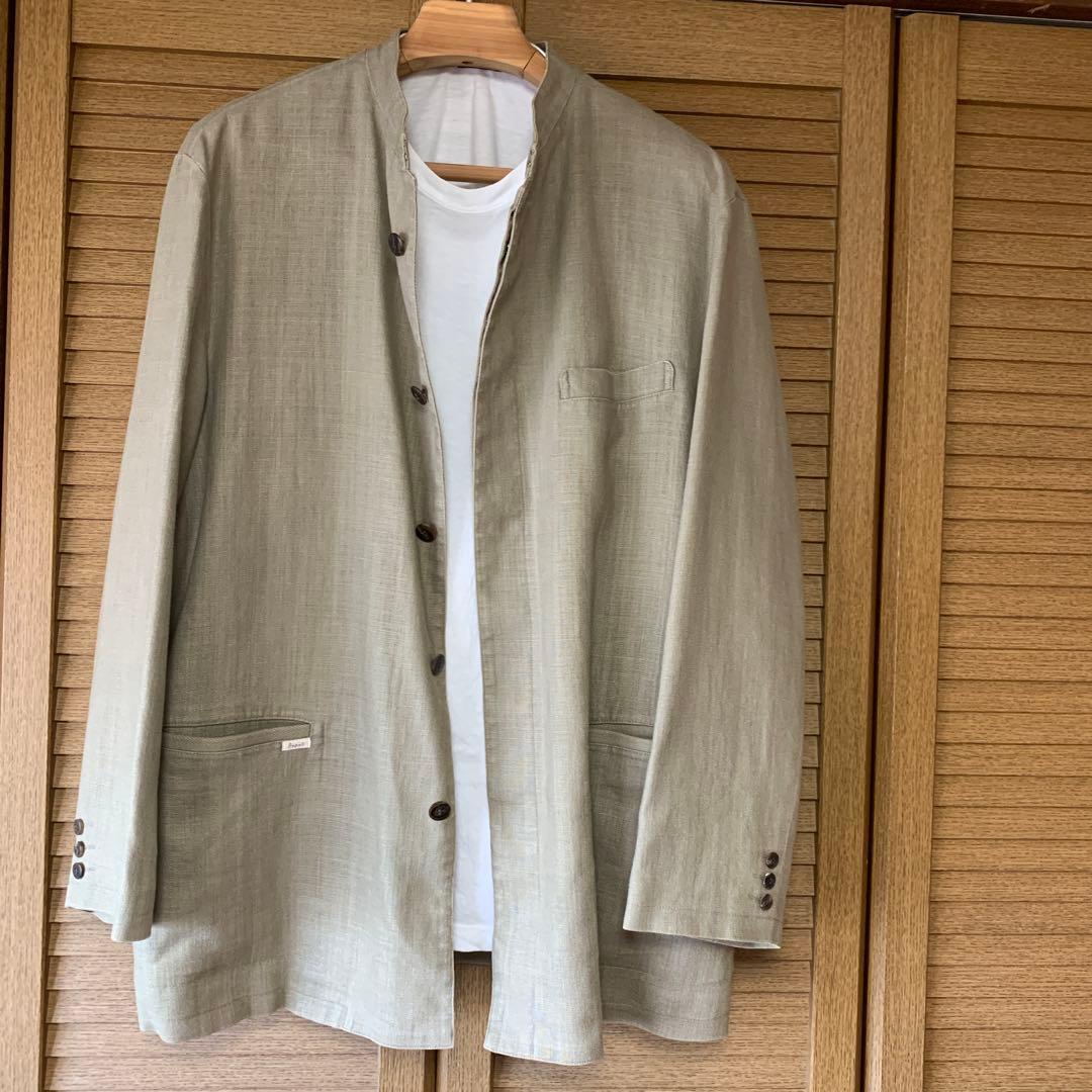 パパス麻100%スタンドカラースーツ