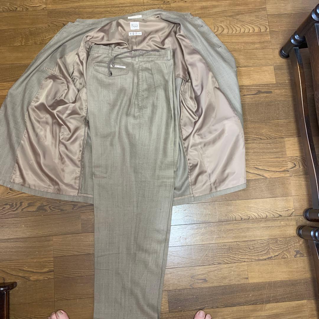 パパス麻100%スタンドカラースーツ