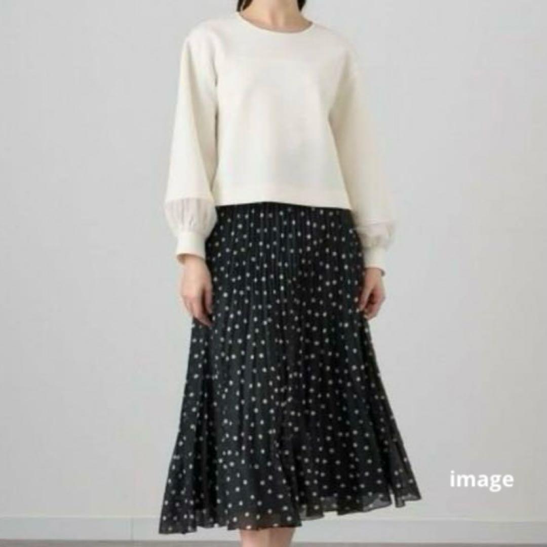 美品 2024年 ANAYI ダブルジャージー袖シアープルオーバー デザイン 白