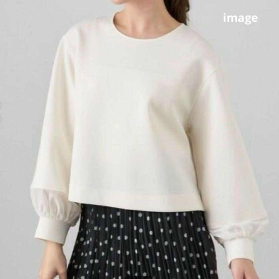 美品 2024年 ANAYI ダブルジャージー袖シアープルオーバー デザイン 白