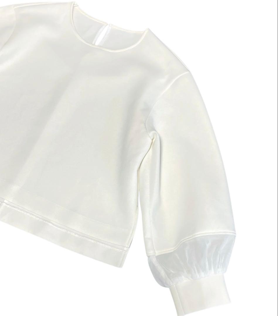 美品 2024年 ANAYI ダブルジャージー袖シアープルオーバー デザイン 白