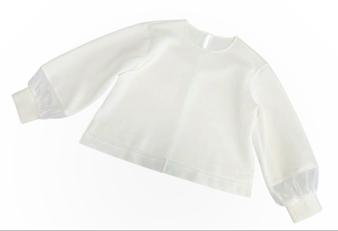 美品 2024年 ANAYI ダブルジャージー袖シアープルオーバー デザイン 白