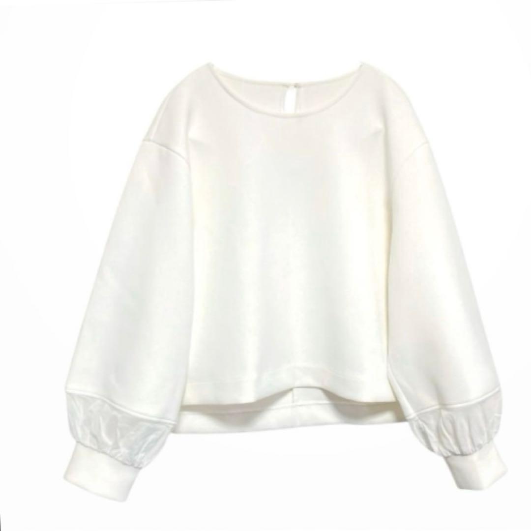 美品 2024年 ANAYI ダブルジャージー袖シアープルオーバー デザイン 白