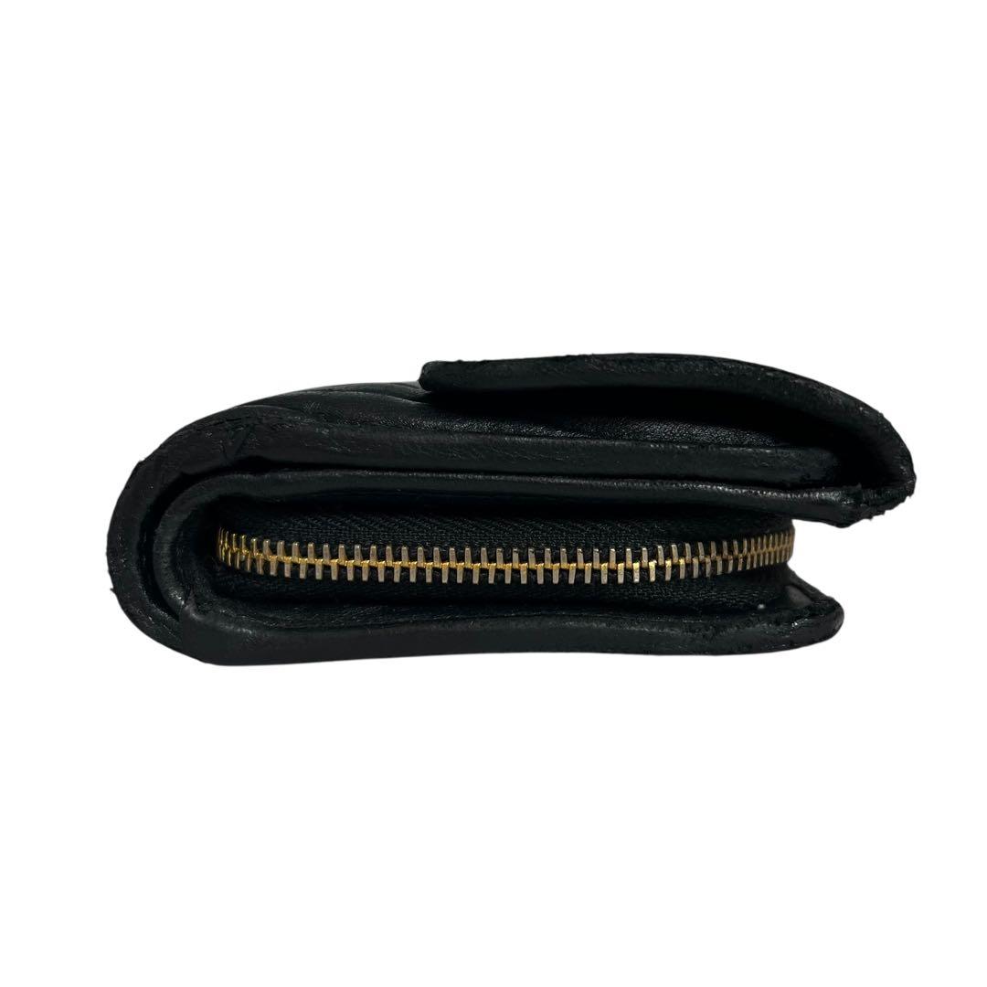 希少✨ミュウミュウ 二つ折り財布 マテラッセ ロゴ金具 レザー ブラック