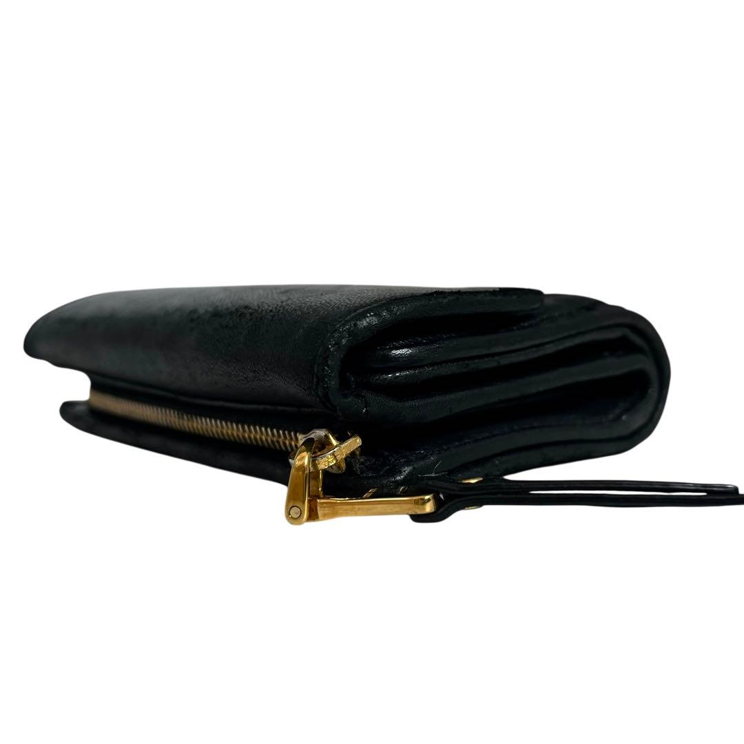 希少✨ミュウミュウ 二つ折り財布 マテラッセ ロゴ金具 レザー ブラック