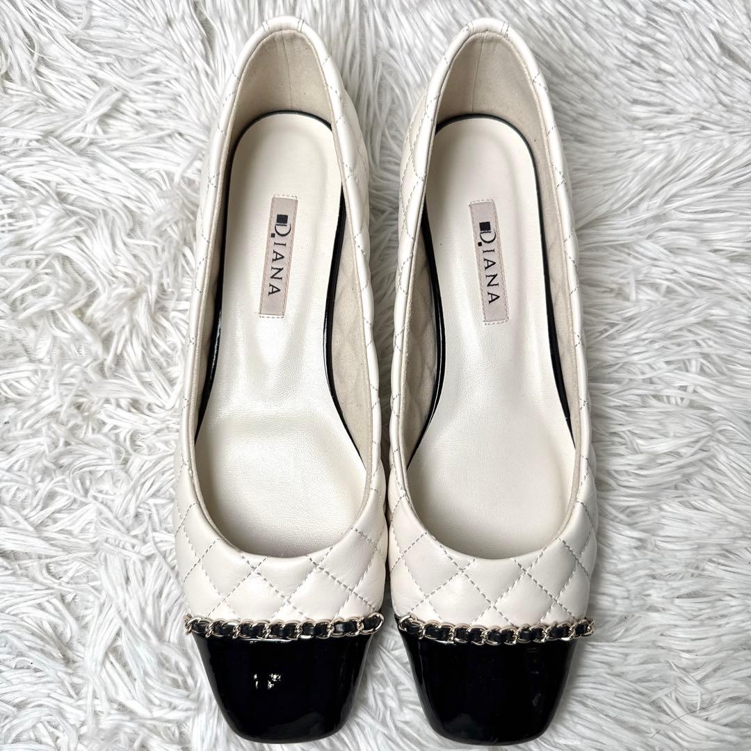極美品✨ダイアナ キルティング ローヒールパンプス レザー エナメル 人気完売品