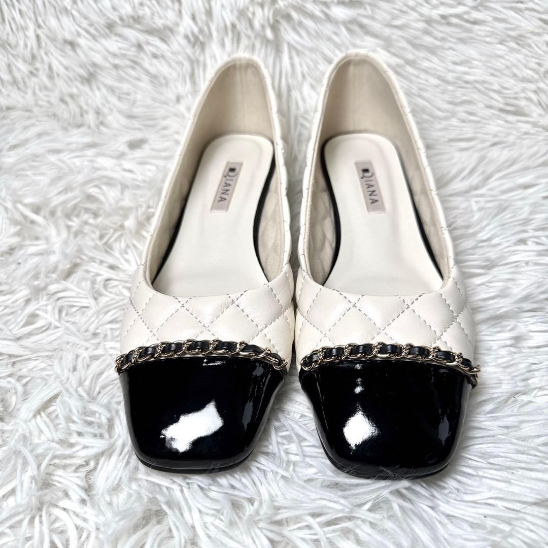 極美品✨ダイアナ キルティング ローヒールパンプス レザー エナメル 人気完売品