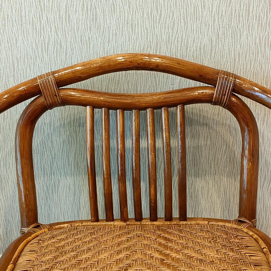 ビンテージラタン　ダイニングチェア　2脚セット　アームチェア