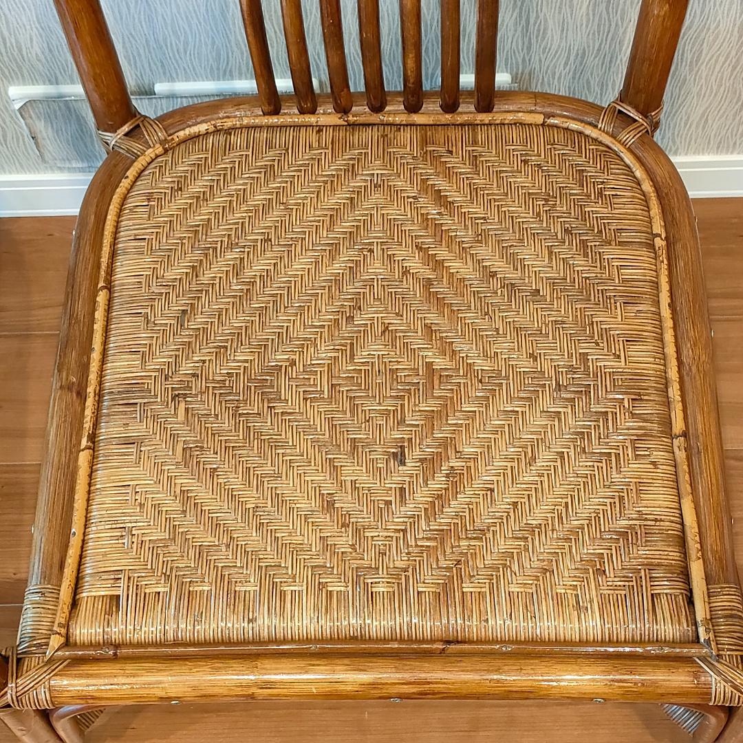 ビンテージラタン　ダイニングチェア　2脚セット　アームチェア