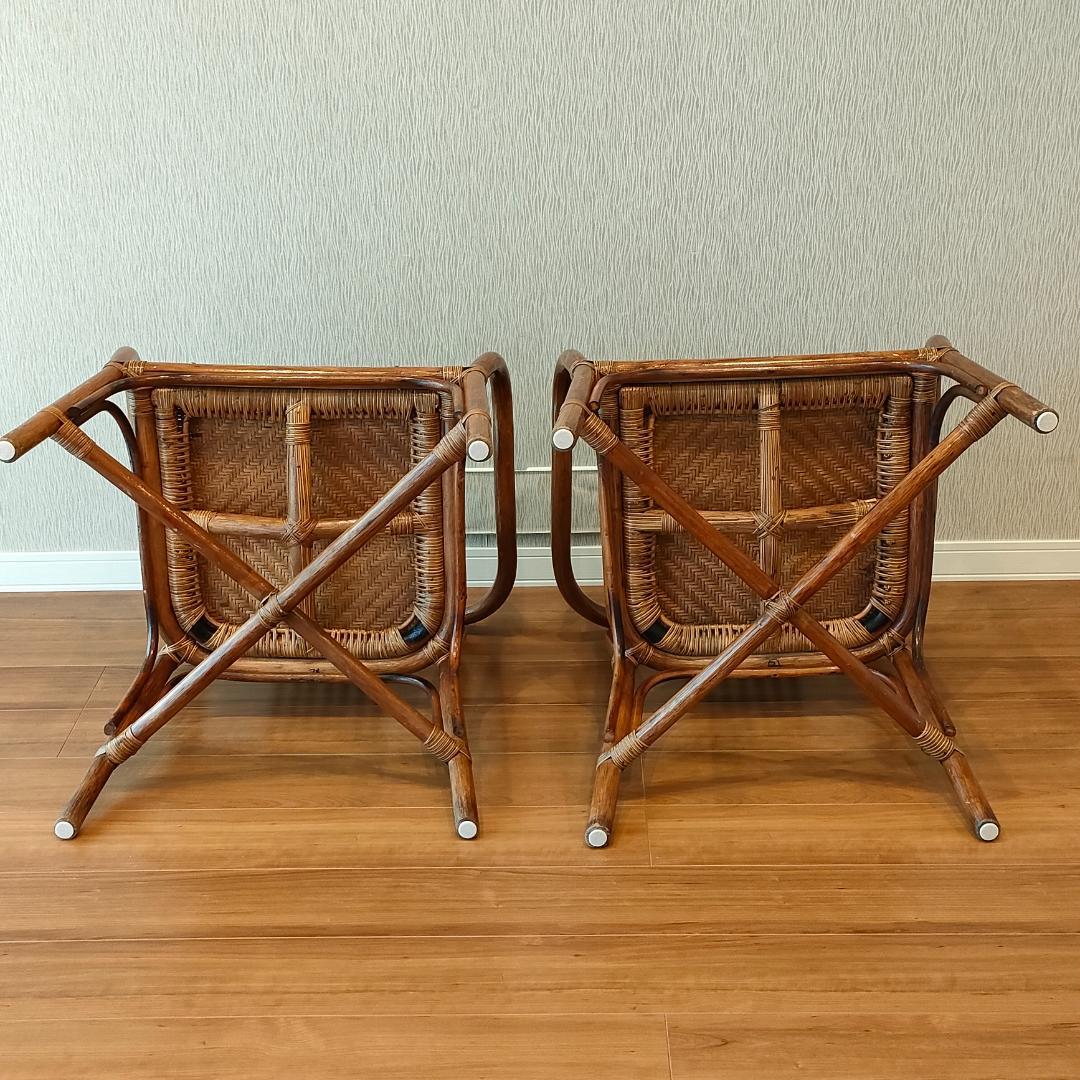 ビンテージラタン　ダイニングチェア　2脚セット　アームチェア