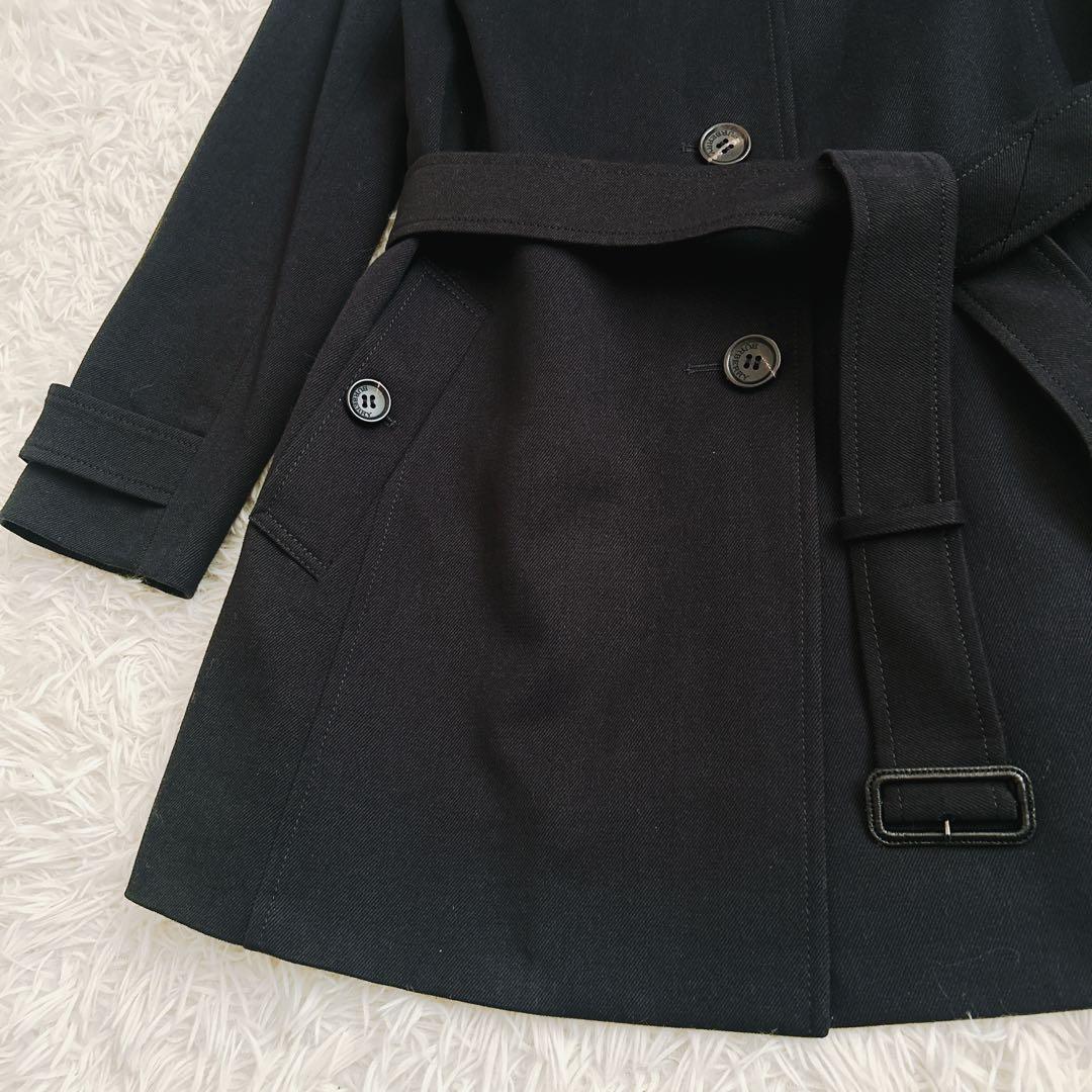 未使用級　バーバリーロンドン　ロングコート　綿　ベルト　ノバチェック　黒　38