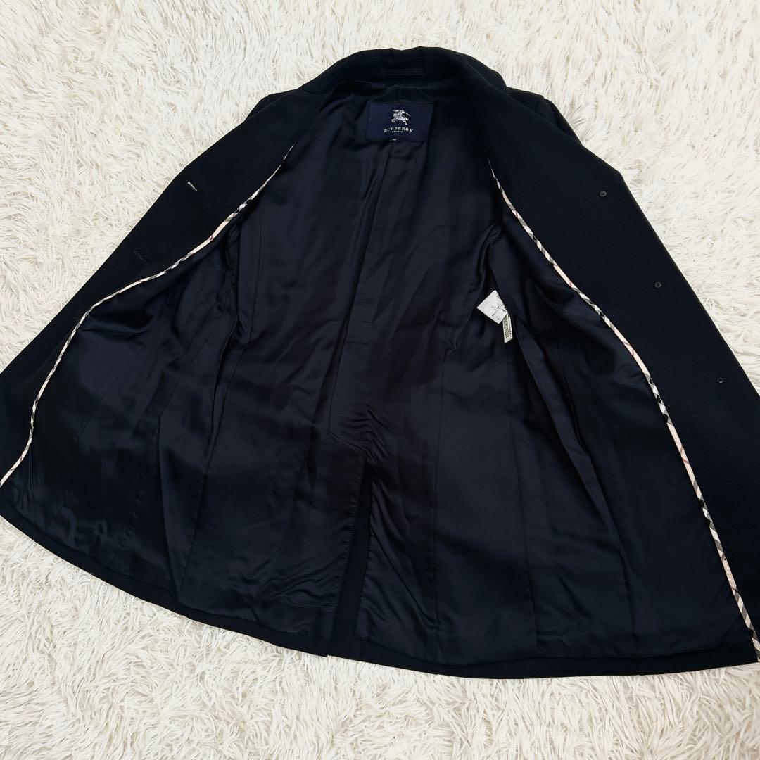 未使用級　バーバリーロンドン　ロングコート　綿　ベルト　ノバチェック　黒　38