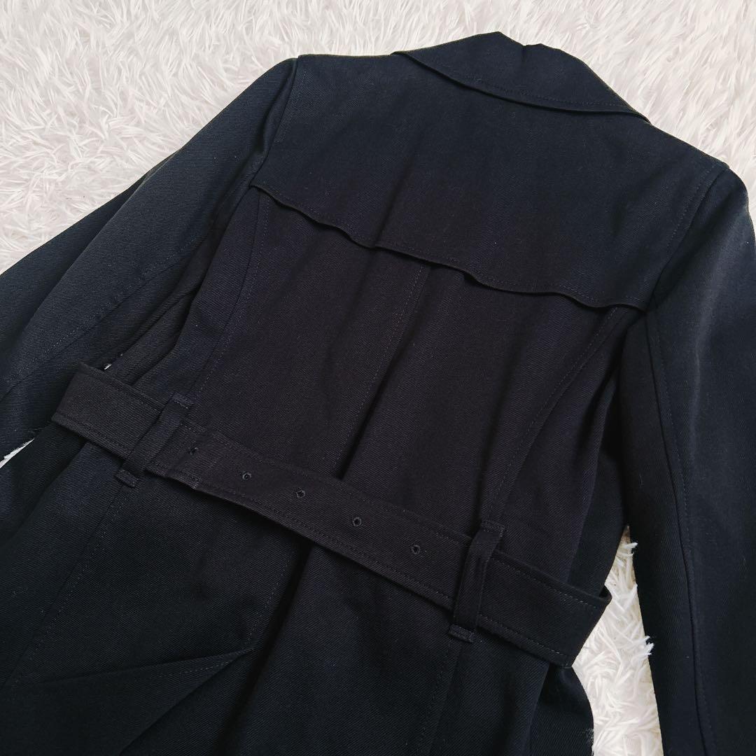 未使用級　バーバリーロンドン　ロングコート　綿　ベルト　ノバチェック　黒　38