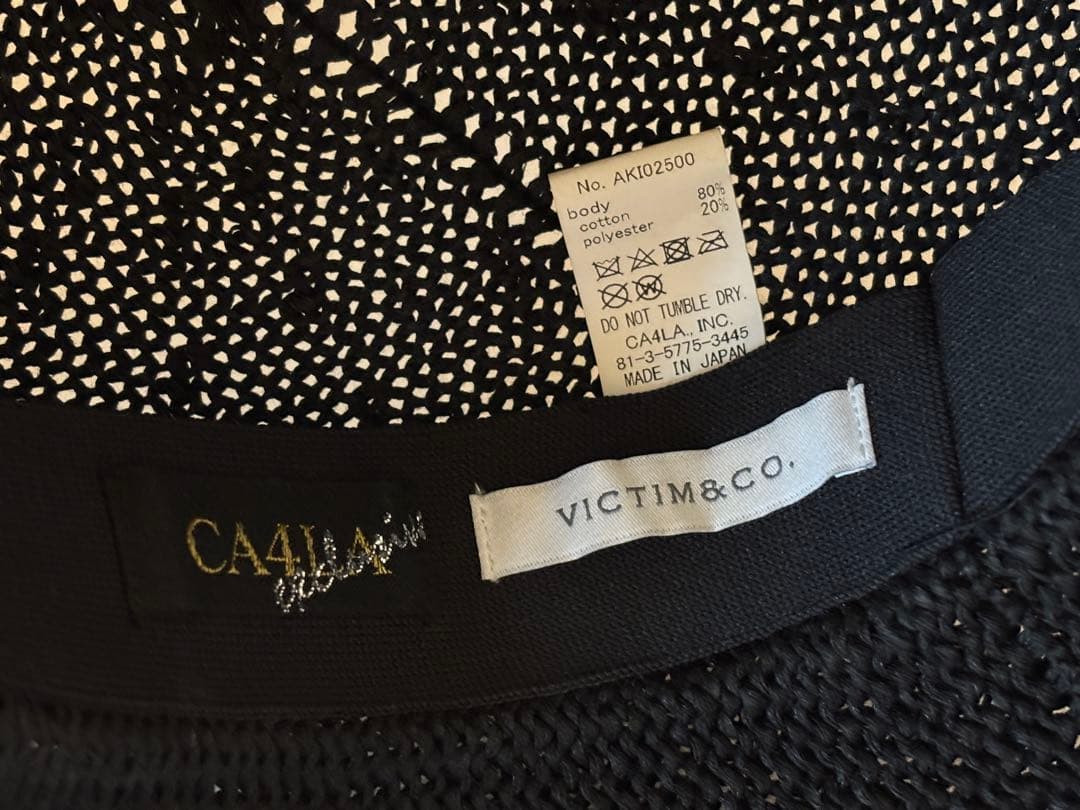 CA4LA/帽子/コラボ/VICTIM/別注/麦わら/ベレー/限定/メッシュ/黒