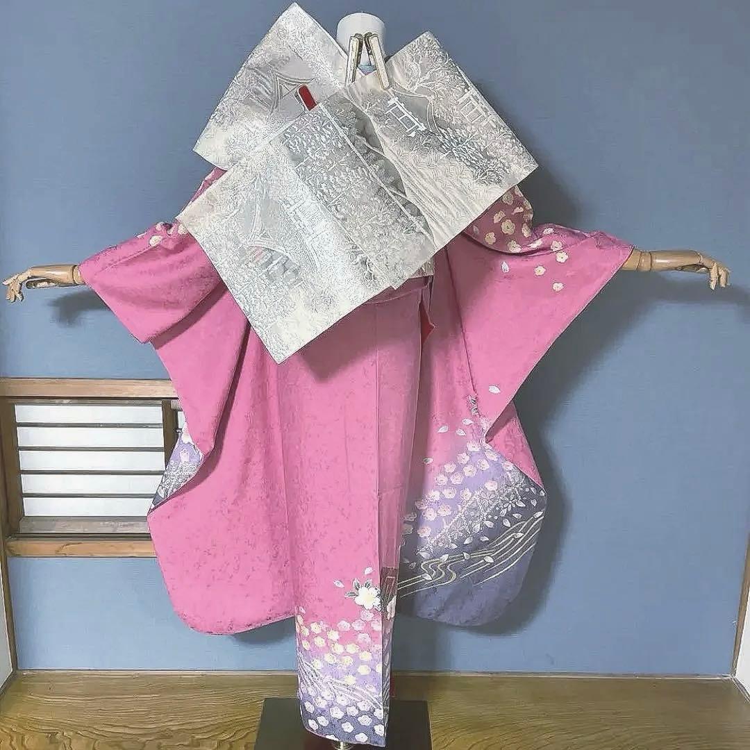 振袖フルセット　高身長　ゆったりサイズ　手描き友禅　成人式振袖　振袖　裄丈69