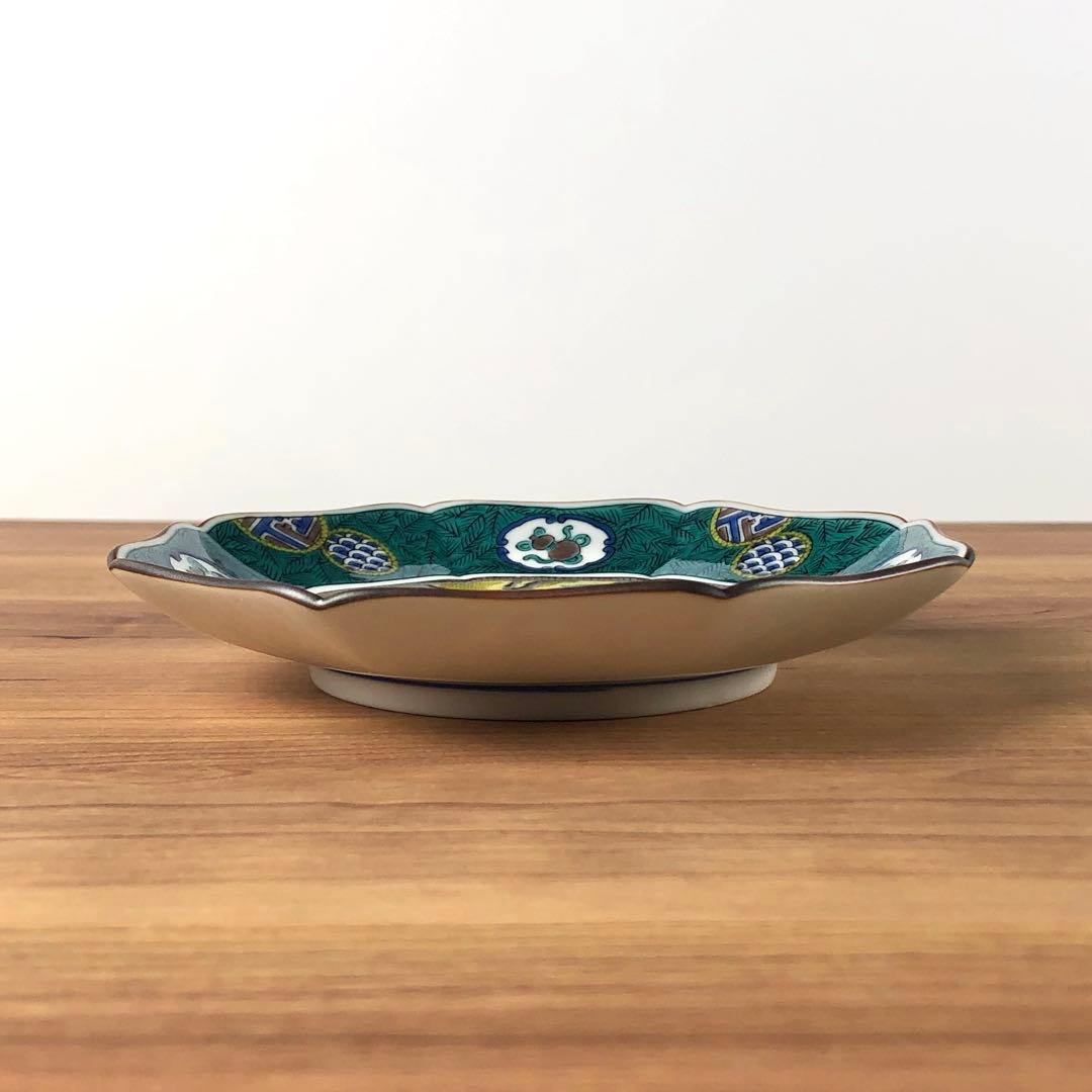 九谷焼　新品　5号皿揃　吉田屋風桃に鳥　小皿　5枚