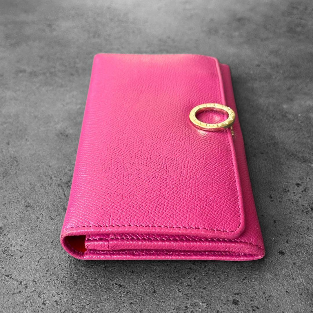 希少✨BVLGARI ビーゼロワン　サフィアーノレザー　二つ折り長財布　ピンク