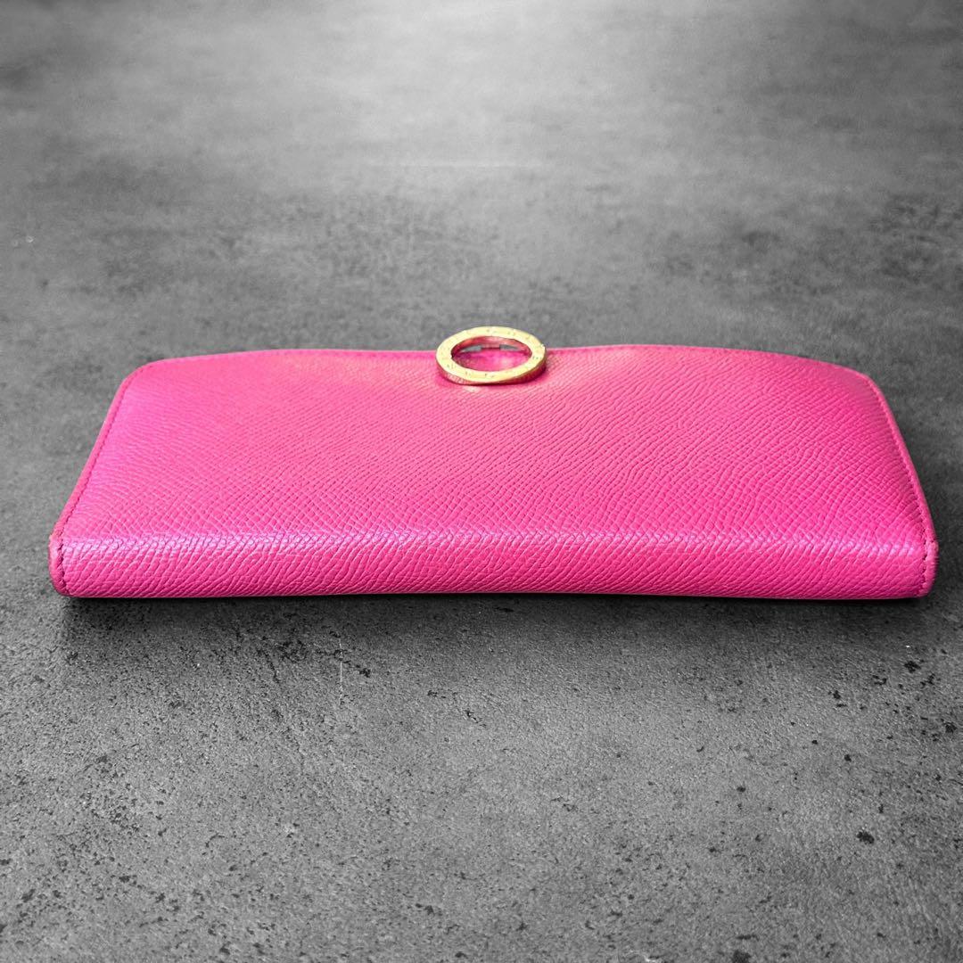 希少✨BVLGARI ビーゼロワン　サフィアーノレザー　二つ折り長財布　ピンク