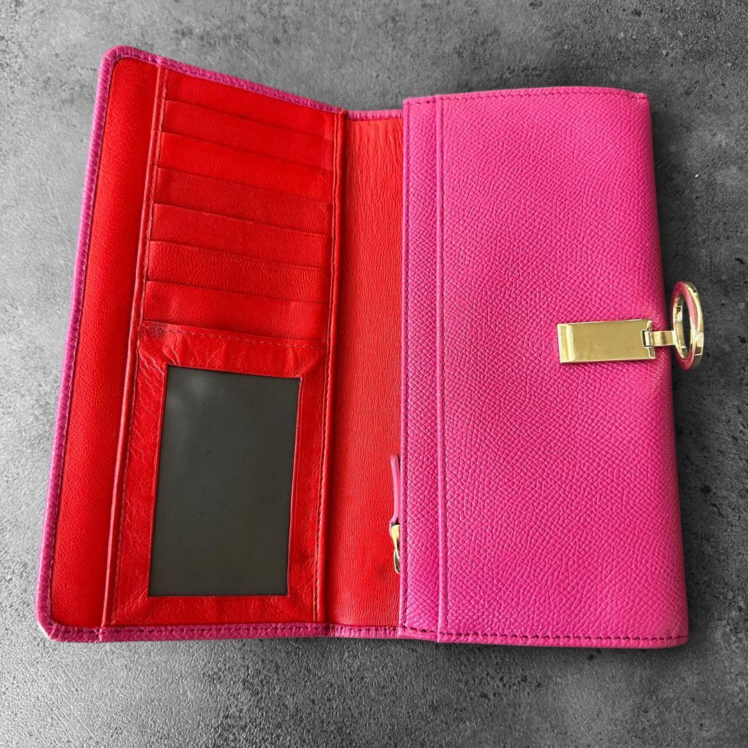 希少✨BVLGARI ビーゼロワン　サフィアーノレザー　二つ折り長財布　ピンク