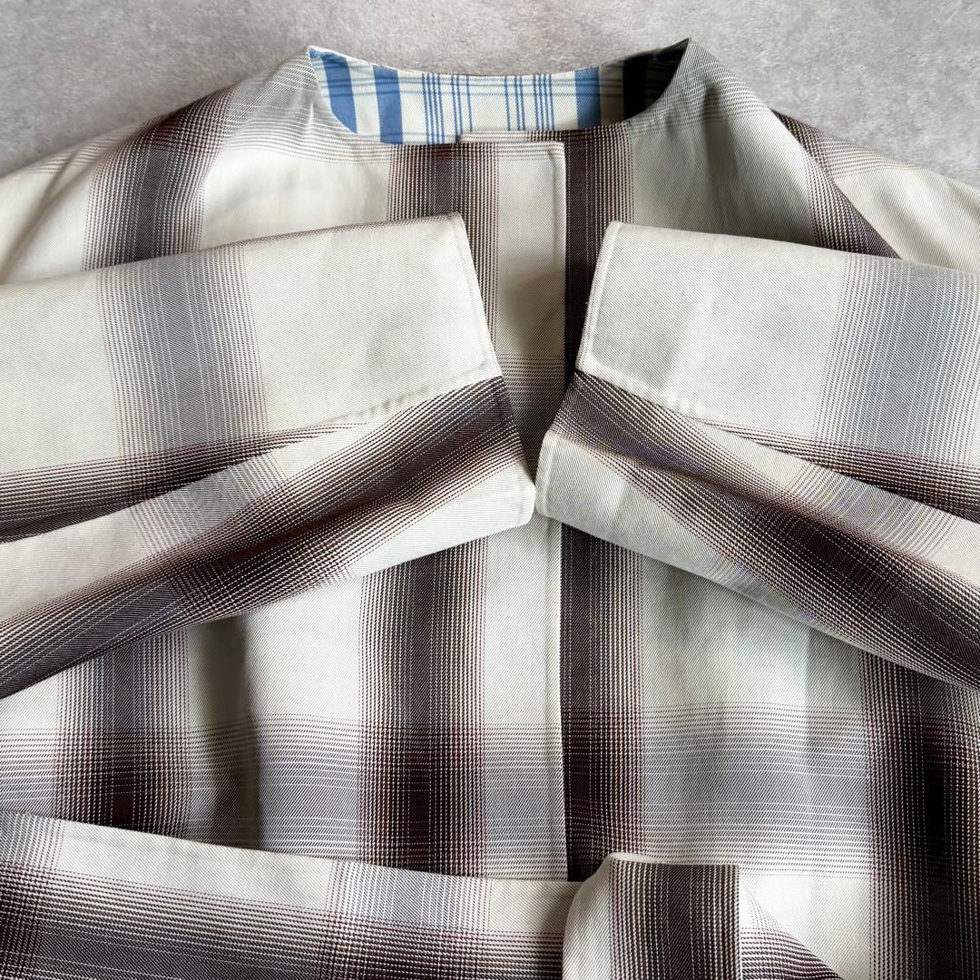 美品 シクラス 上質コットンシルクミドル丈コート チェック柄 リバーシブル