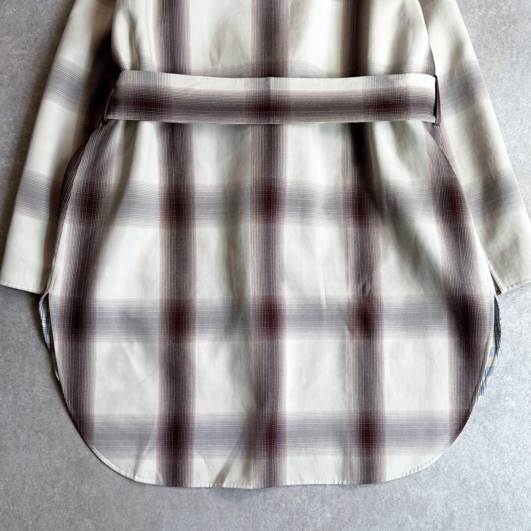 美品 シクラス 上質コットンシルクミドル丈コート チェック柄 リバーシブル