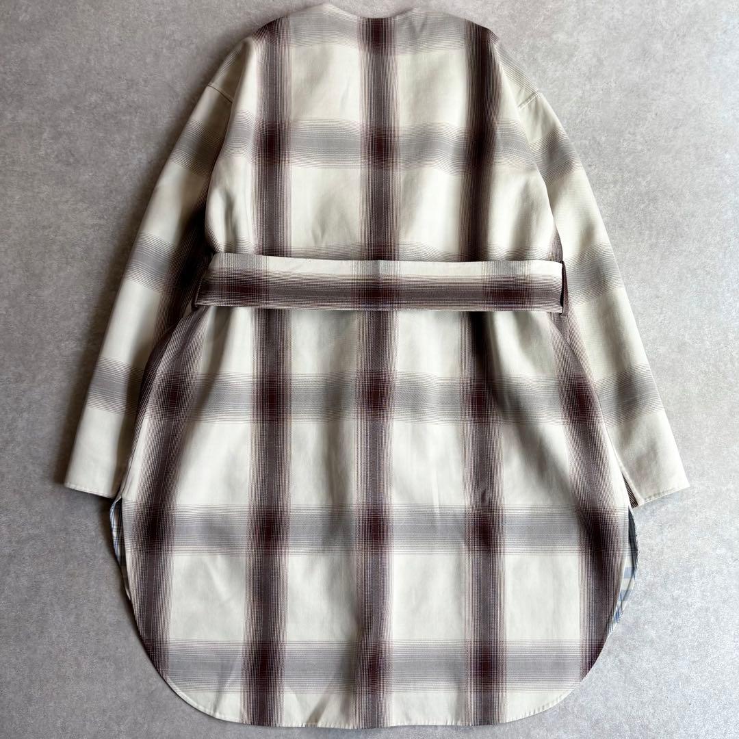 美品 シクラス 上質コットンシルクミドル丈コート チェック柄 リバーシブル