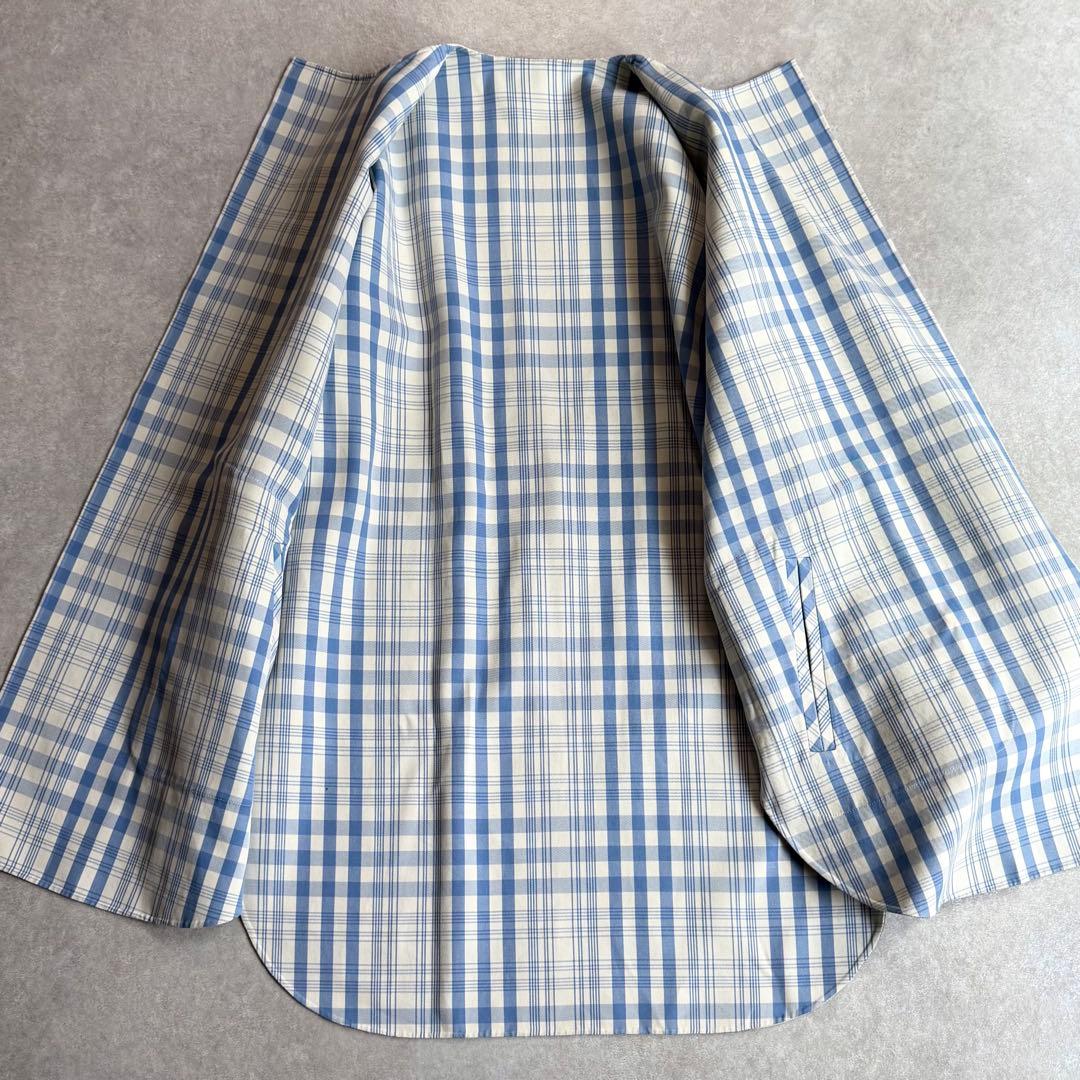 美品 シクラス 上質コットンシルクミドル丈コート チェック柄 リバーシブル