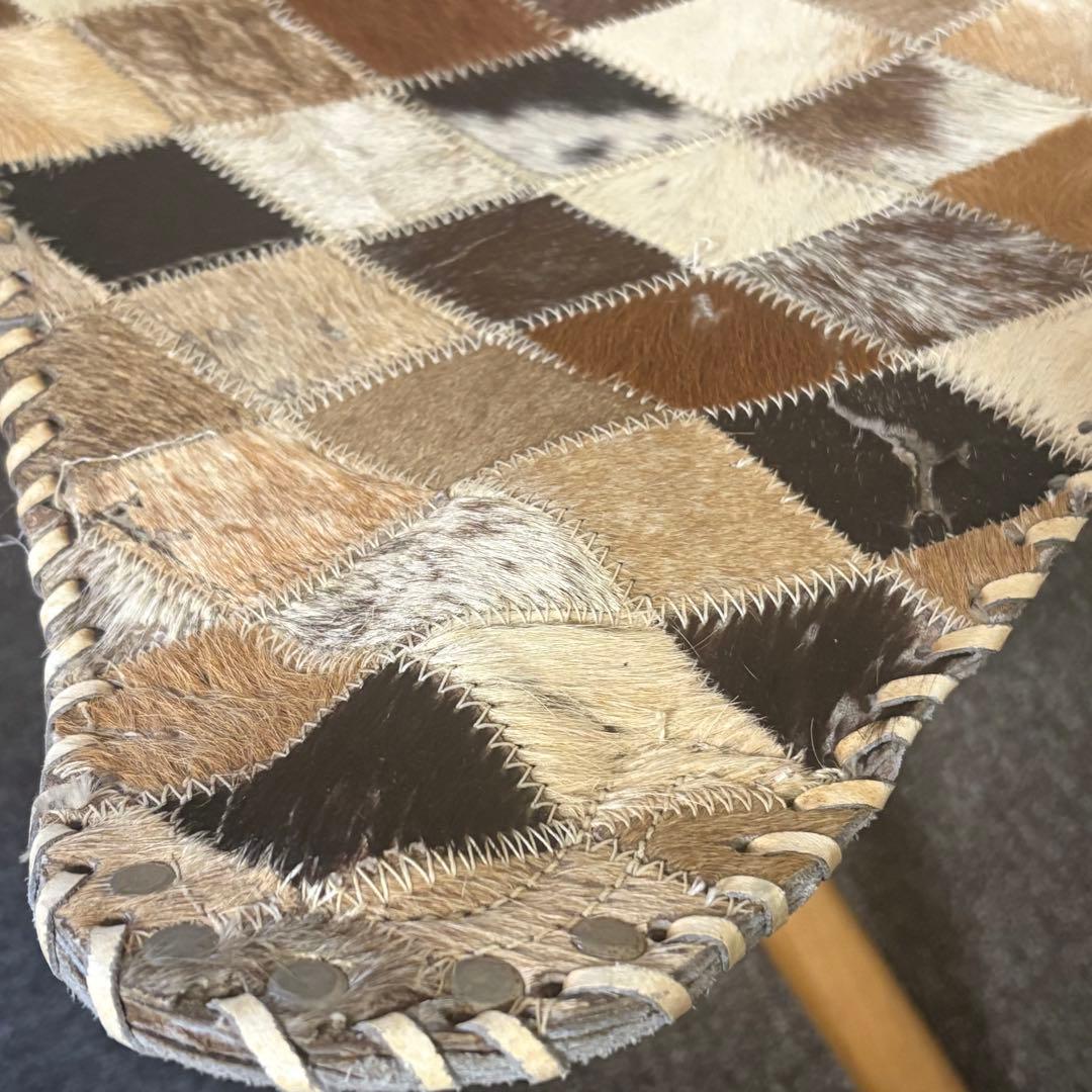 90年代アンティーク◎本革パッチワーク ハンティングチェア◎スツール