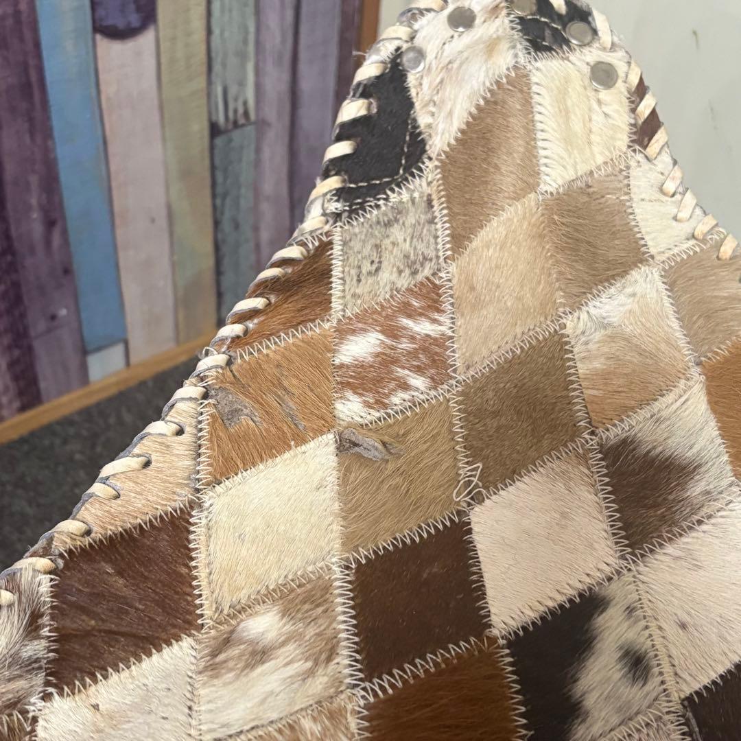 90年代アンティーク◎本革パッチワーク ハンティングチェア◎スツール