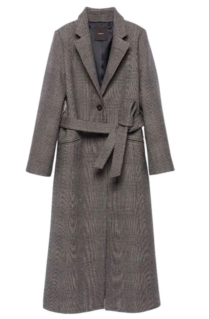 anuans グレンチェックチェスターコート　フリーサイズ