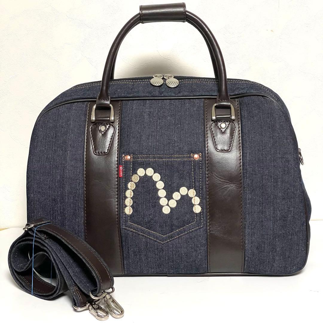 ✨美品 希少✨EVISU エヴィス ボストンバッグ デニム×レザー 斜め掛け