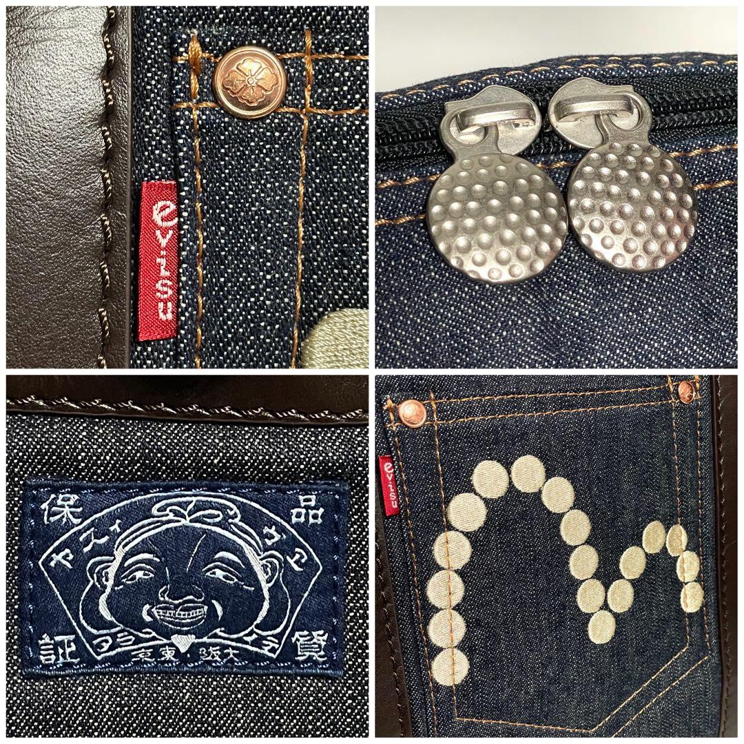 ✨美品 希少✨EVISU エヴィス ボストンバッグ デニム×レザー 斜め掛け