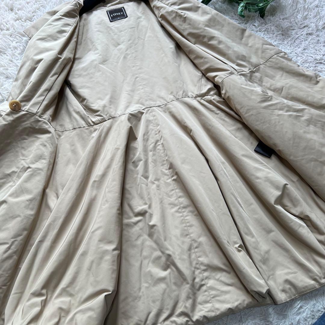 美品 フォクシー ラッフルシェイプ 中綿ロング ジレ コート 女優襟 40
