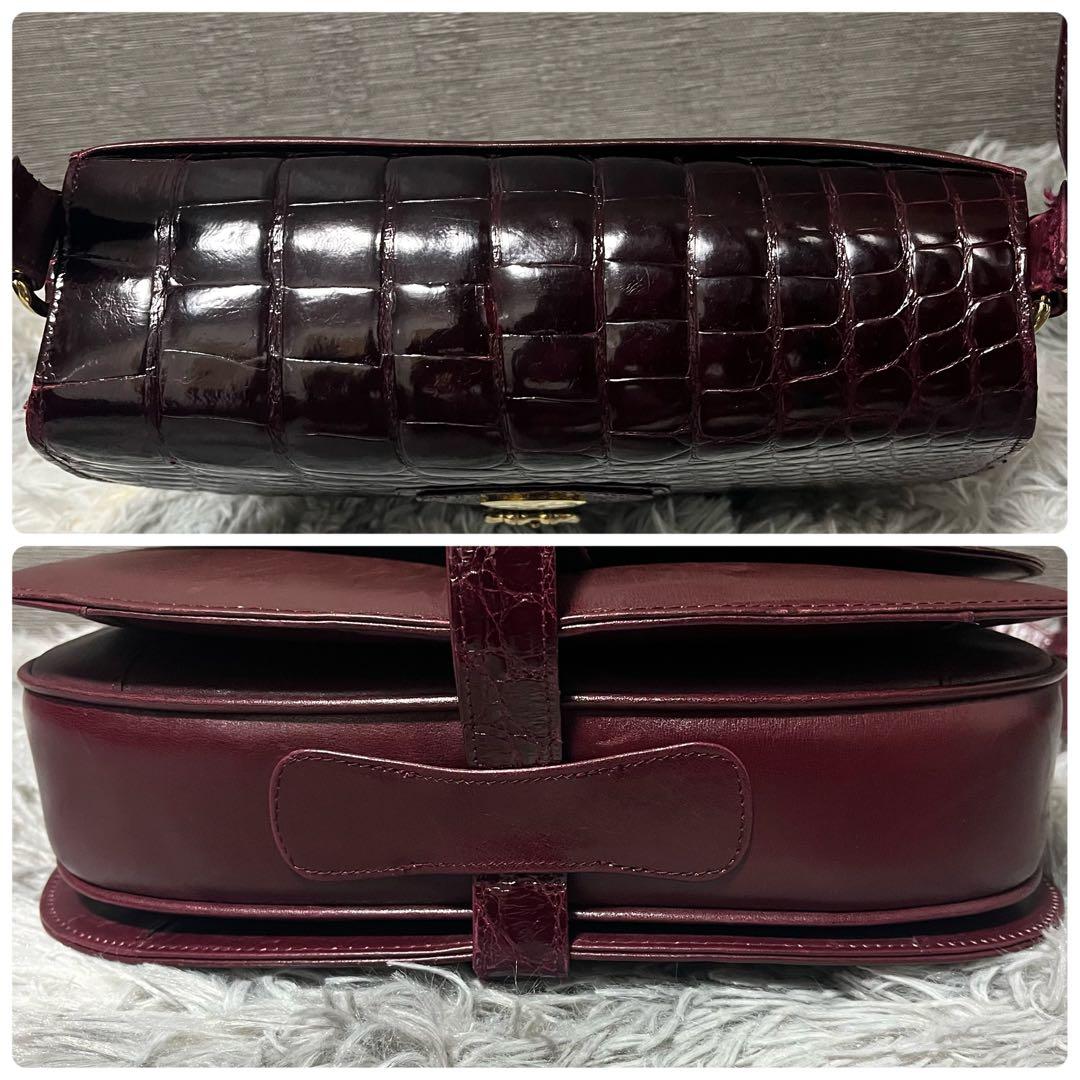 ✨️希少カラー✨️ ジーノトロンバ シャイニングクロコ ショルダーバッグ 赤