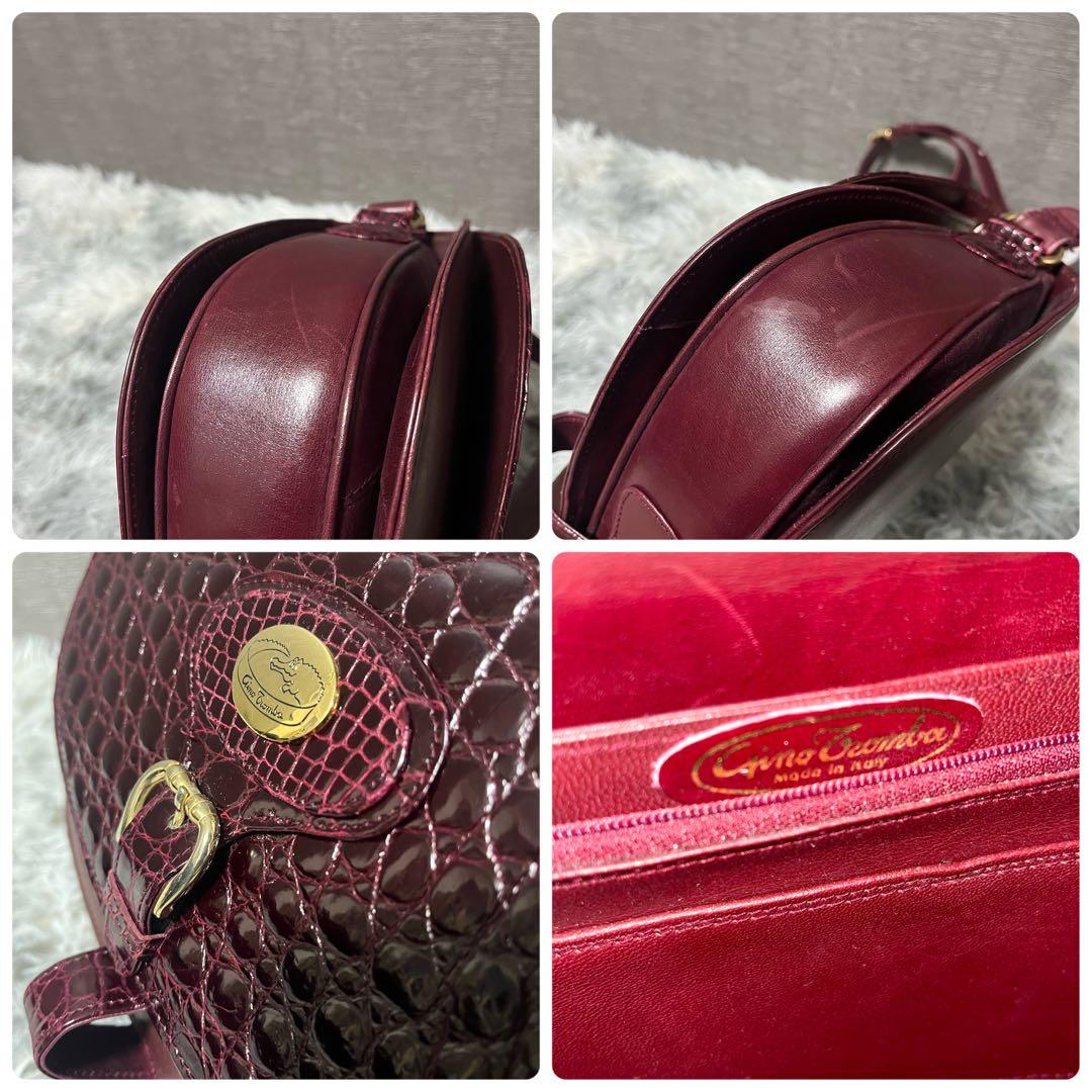 ✨️希少カラー✨️ ジーノトロンバ シャイニングクロコ ショルダーバッグ 赤
