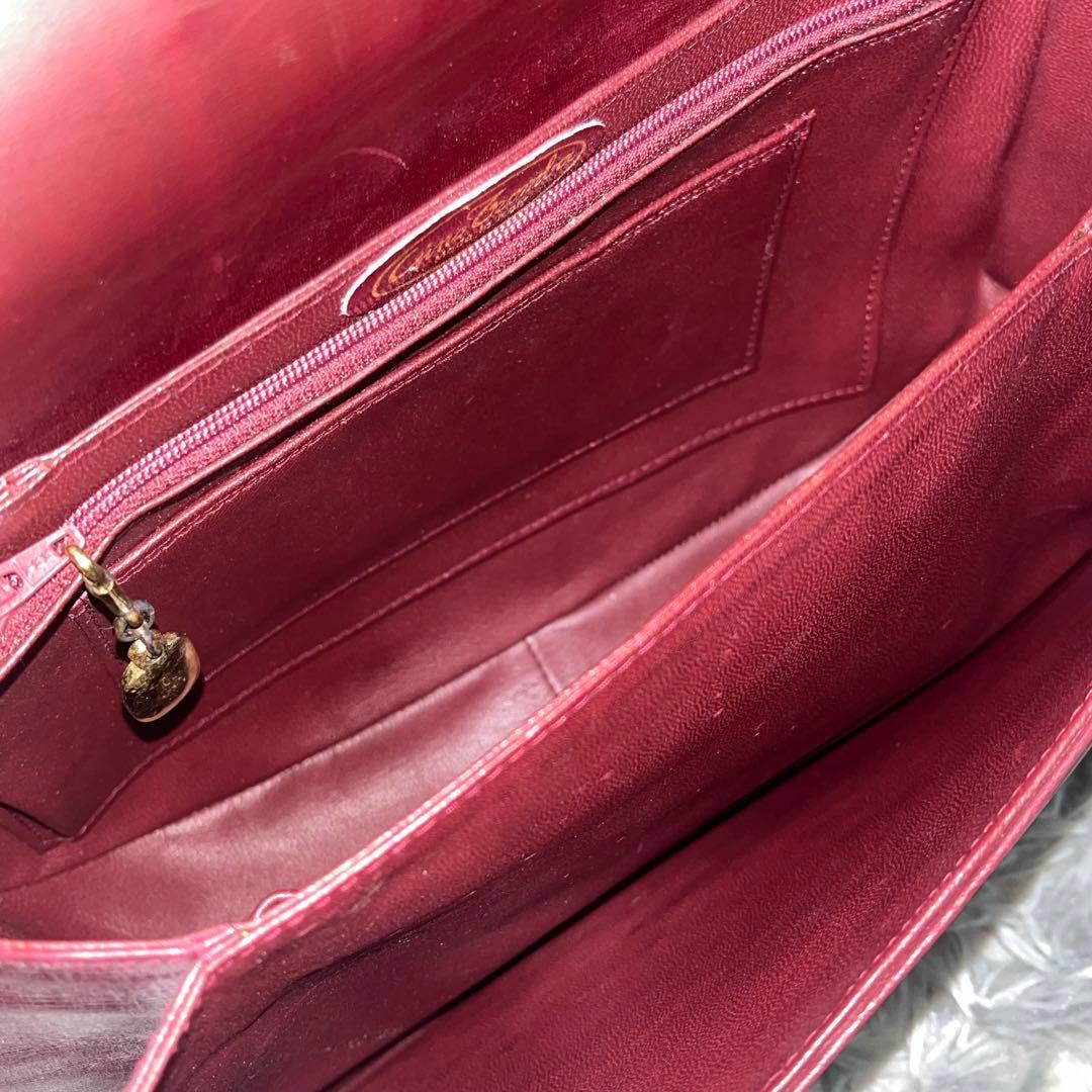 ✨️希少カラー✨️ ジーノトロンバ シャイニングクロコ ショルダーバッグ 赤