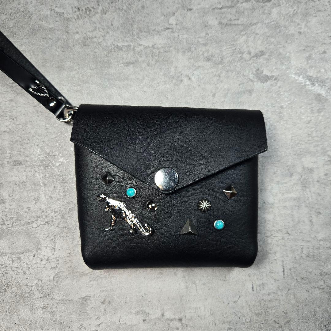 オーダー　スタッズ　レザー　ポーチ　ハンドメイド