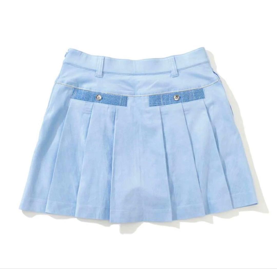 （お値下げ）Mark&Lona プリーツスカート Lサイズ　美品　ライトブルー