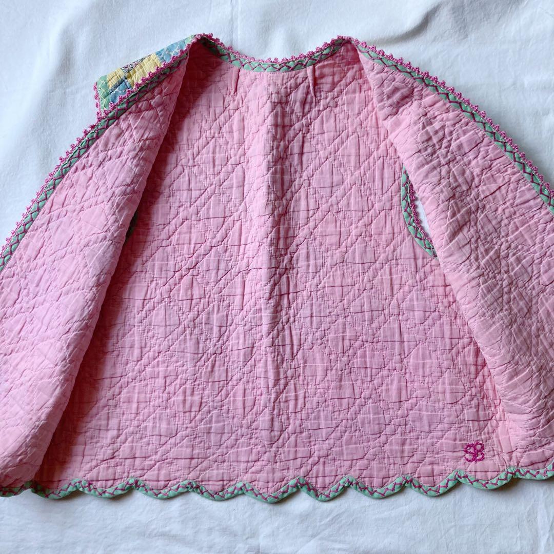 vintage パッチワーク　オールドキルト　ベスト リバーシブル　キルト