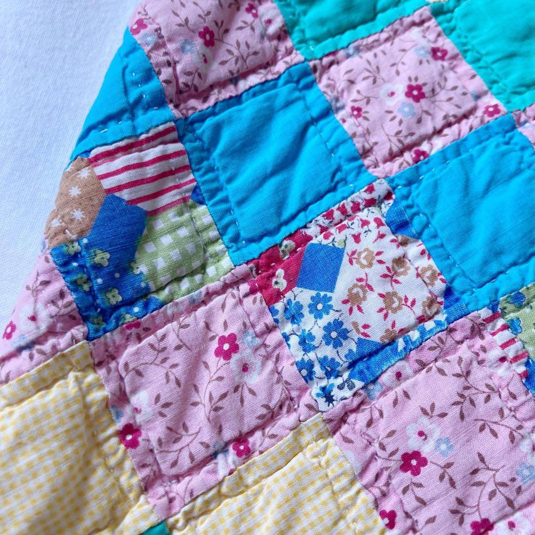 vintage パッチワーク　オールドキルト　ベスト リバーシブル　キルト