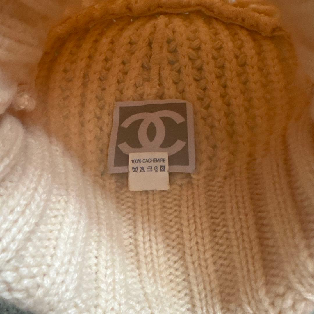 CHANEL カシミヤ ニット帽 ベージュ　アイボリー　ホワイト系