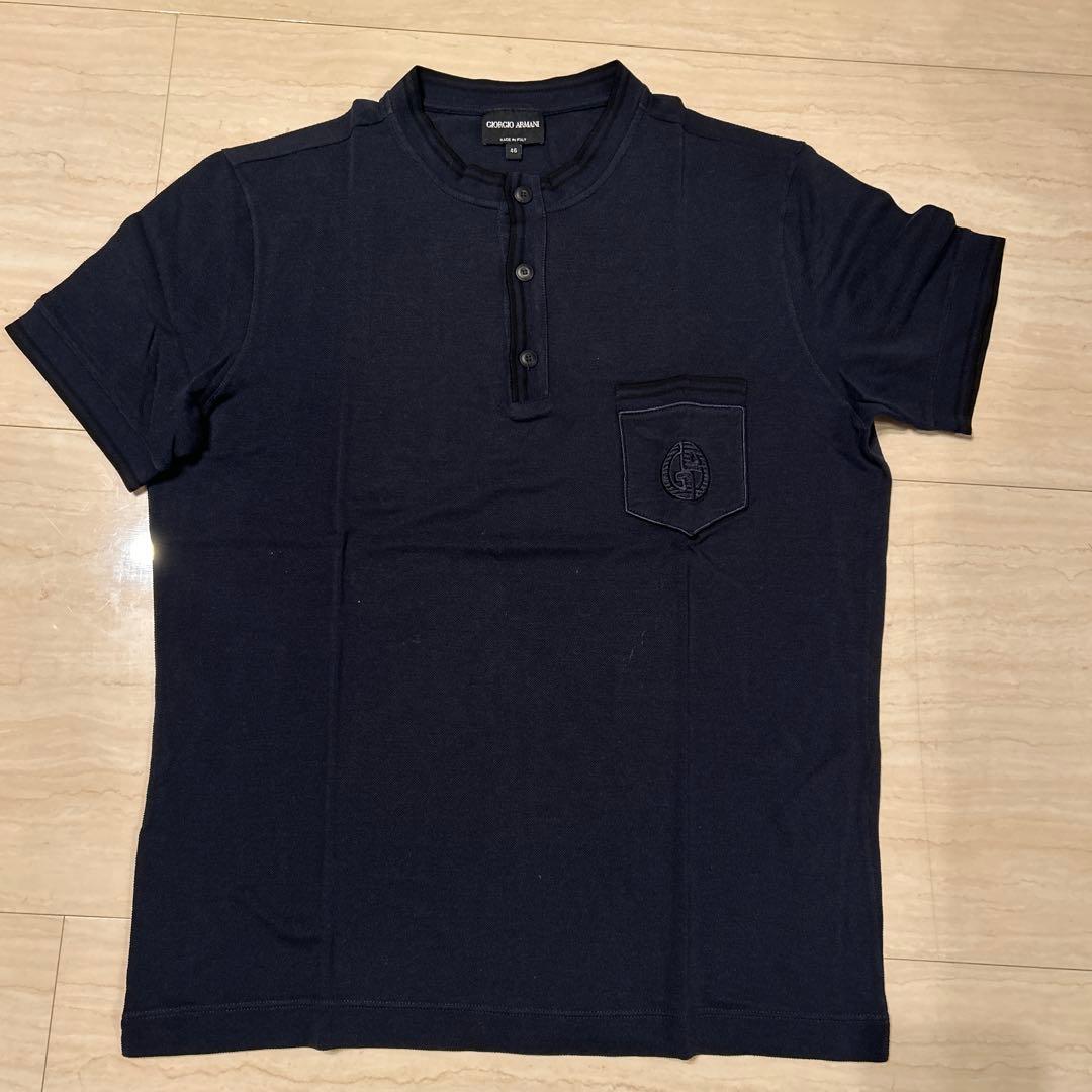 Giorgio Armani ボタン付きポロシャツ 46 ネイビー
