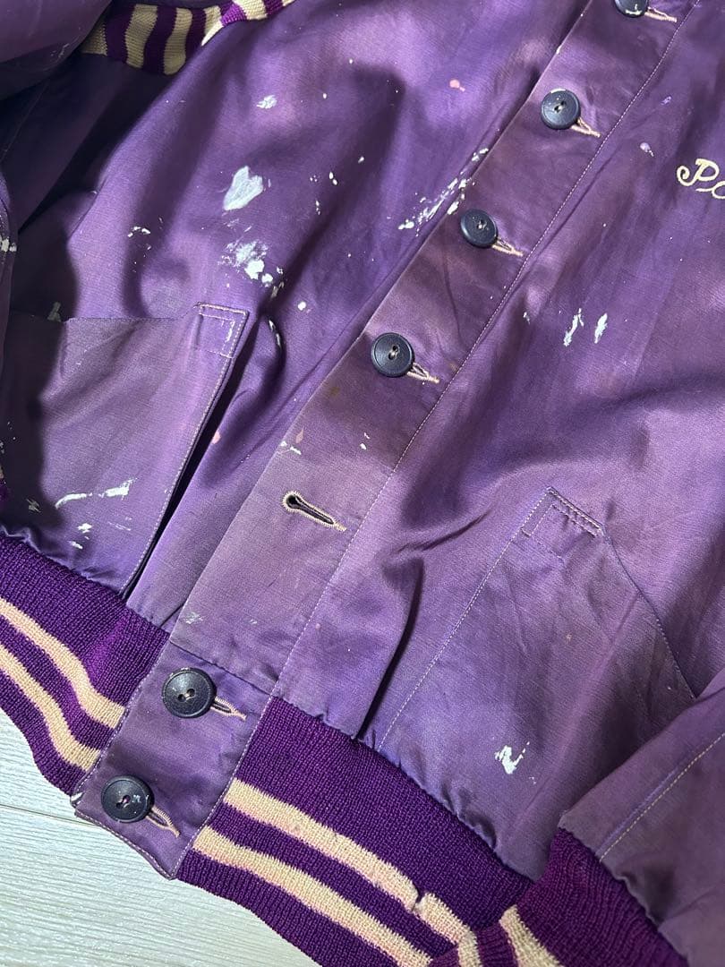 50's サテンボタスタ　スタジャン　ボロ