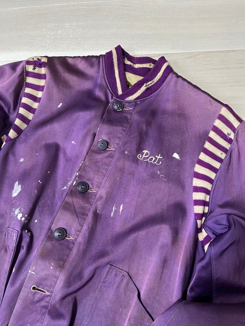 50's サテンボタスタ　スタジャン　ボロ