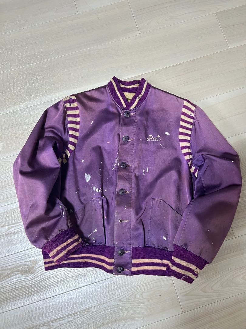 50's サテンボタスタ　スタジャン　ボロ